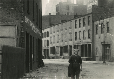 South Street, including New York Cordage & Cable Co. at No. 285, and Fraziers, Inc. at No. 272, New York, USA, c.1920-38 (gelatin silver photo)
