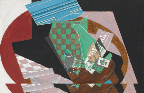 Checkerboard and Playing Cards, 1915 (gouache, graphite, and resin on cream-colored wove paper, mounted to paperboard)