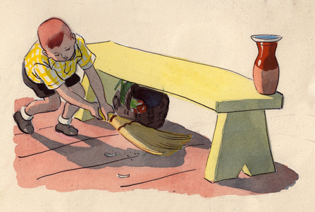 Illustration from 'The Giant and I' by Georgy Ball, 1961 (gouache on paper)