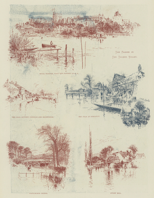 The Floods in the Thames Valley (colour litho)