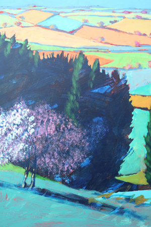 Teme Valley blossom close up 1 (acrylic on board)