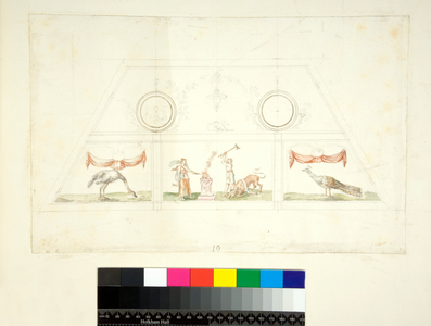 Vaulting of the Villa Madama (black chalk, some with pen and brown ink. coloured with w/c)