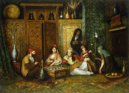 The Chess Game (oil on canvas)