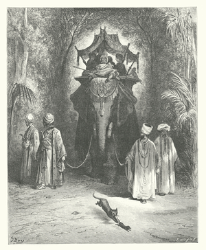 The Fables of La Fontaine: The Rat and the Elephant (engraving)
