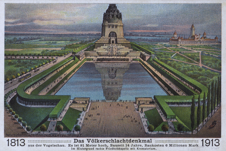 Monument to the Battle of the Nations (1813), Leipzig, Germany (colour litho)