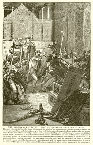 The Northman's Strategy: Hasting Emerging from his "Coffin" (engraving)