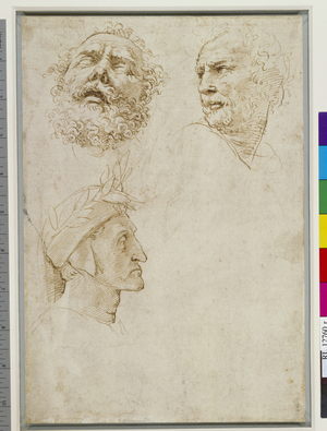 Studies for the Parnassus, c.1509-10 (pen & ink on paper) (recto of 3552298)
