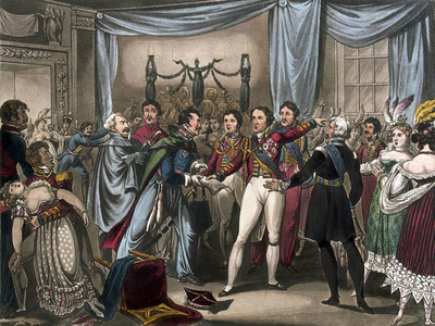 Intelligence of the Battle of Ligny, 1818 (coloured aquatint) 