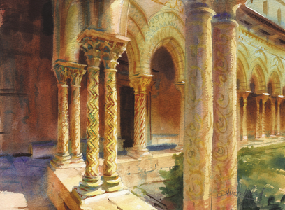 Monreale, The Cloister, 2002 (Watercolour)