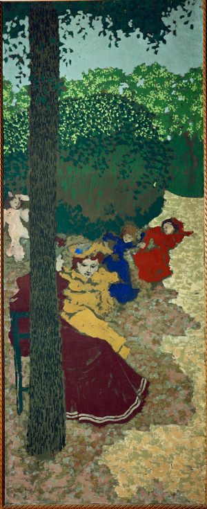 Little girls playing;from Vuillard's from Vuillards series on public gardens (painting on canvas)