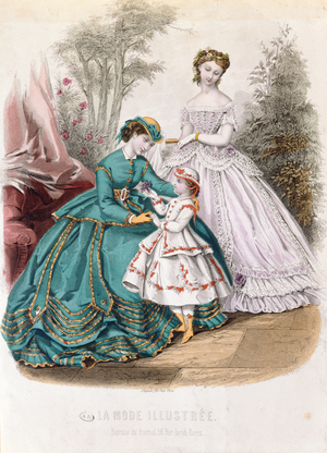 Fashion plate from 'La Mode Illustree', 1865 (colour litho)
