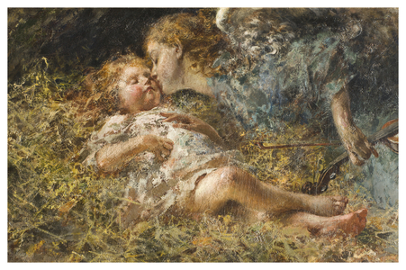 The Musician Angel, 1900-05 (oil on canvas) (detail of 3704296)