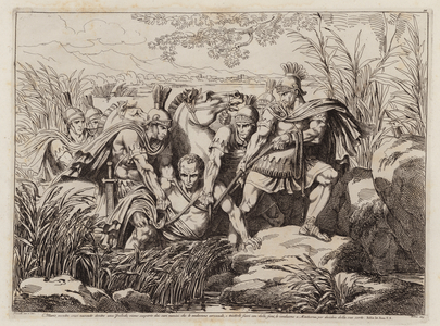 Gaius Marius captured by Sulla's soldiers while hiding in a swamp, 88 BC (etching)