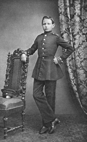 Paul von Hindenburg as a cadet, Wahlstatt, 1860 (b/w photo)