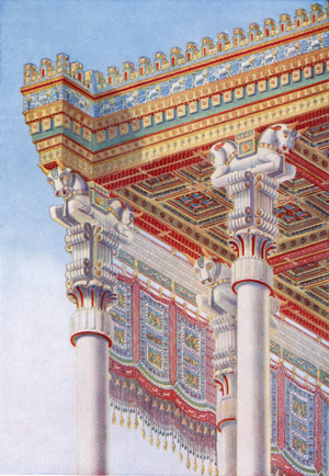 Cedar-Wood Ceiling of the Hypostyle Hall of Xerxes (colour litho)