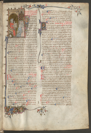 Full page: text and historiated initial: the author and his pupils