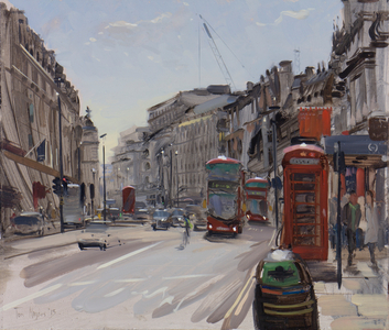 Outside the Royal Academy, Piccadilly, May, 2015 (oil on board)