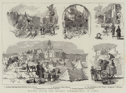 Scenes after the Recent Earthquakes in Italy (engraving)