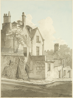 Entrance to Registrar's House (pencil & watercolour on paper)