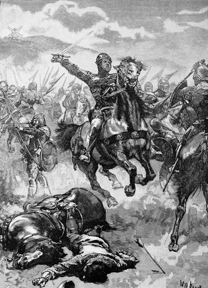 Edward, the black prince (1330-76) Commanding the right wind of the English Troops at the Battle of Crecy, 1346, when he was only 16. Hundred years war between England and France.