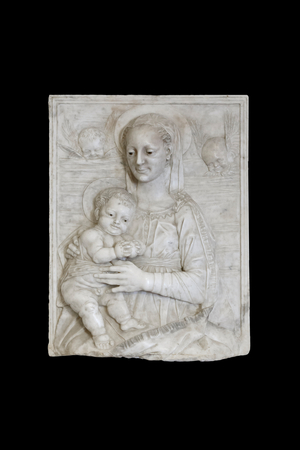 Madonna with child and two cherubs, c.1470-90 (cesane stone)