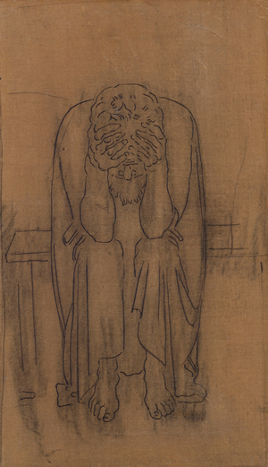 Dark Genius; Dunkler Genius, 1891-2 (pencil on oaper over canvas)