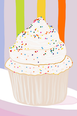 Cupcake With Vanilla Icing and Sprinkles, Brooklyn (digital art)
