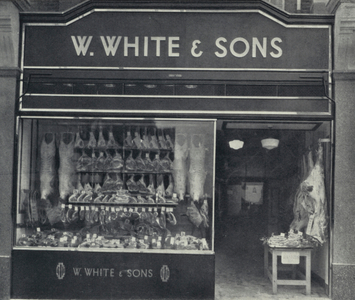 A Butcher's Shop (b/w photo)