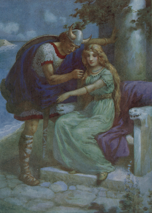 Frithiof and Ingeborg, from "The Suit of King Ring" (colour litho)