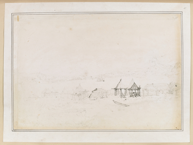 Native habitations; A canoe.