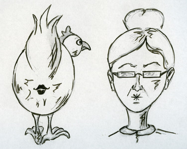 " la bouche en cul de poule ", (chicken-butt mouth) popular French expression (illustration)