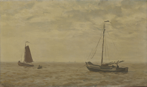 Seascape with fishing boats, 1910 (oil on panel)