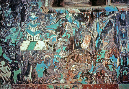 China: Mahasattva jataka fresco, south wall, Cave 254 (Northern Wei 439-534 CE), Mogao Caves, Dunhuang, Gansu