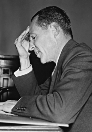 Edsel Ford in a investigation committee, 1938 (b/w photo)