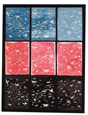 Aerei, 1977 (biro on nine photographic prints laid down on canvas)