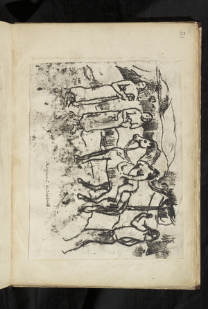 Avant et après - Changement de résidence, 1903 (traced monotype printed in black ink on wove paper, laid down horizontally on album page; limited view of verso, shows no sign of any drawing)