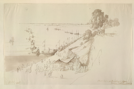 Boats laden with indigo and opium leaving Patna, c.1842 by George Francis White (1808-98)