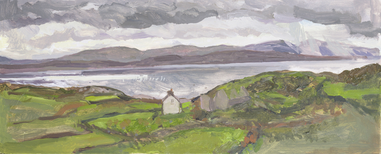 Sunburst over Falmore, Crohy Head (oil on board)