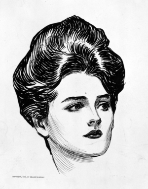A Gibson Girl, illustration from 'The Weaker Sex', 1903 (litho)