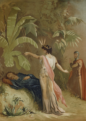 Merlin and Viviane, the Lady of the Lake (chromolitho)