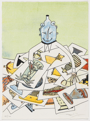 The Artist Trapped by the Vase, 1997 (lithograph in colours)