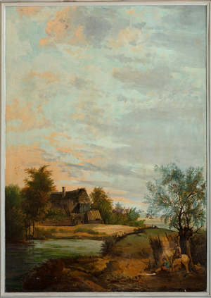 Second back room at the back, meeting room, murals with rural scenes in classical style, probably from around 1810, scene 7