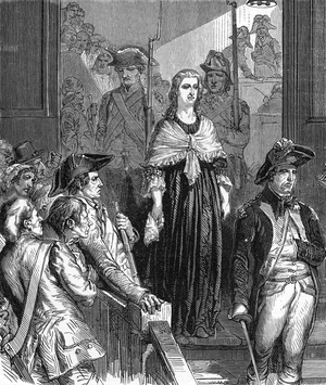Marie-Antoinette (1755-1793) Queen of France in 1774-1792, here during her trial by revolutionary court in october 1793 during the French Revolution, engraving