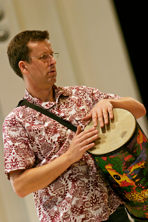 Percussionist playing the tubano