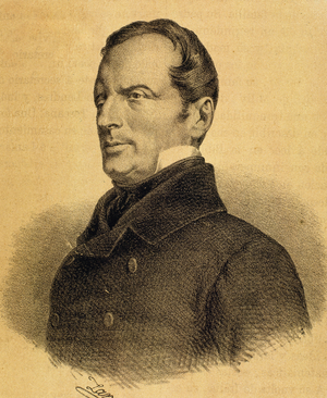 Lamartine, Alphonse de (1790-1869). French romantic writer and politician. Engraving.