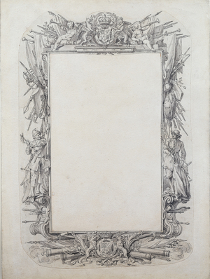 Design for the Title Page of John Pine's The Tapestry Hangings of the House of Lords, c.1739 (pen & ink with grey washes on paper)