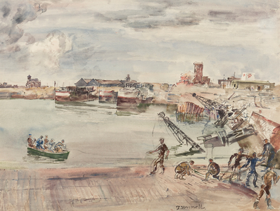 Docks ex entrepots (sic) du Port du Calais Bassin Ouest', 1944 (pencil, pen, ink, brush & watercolour on paper)