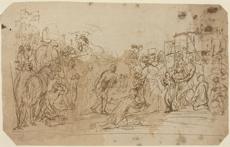 The Adoration of the Magi [recto] (pen and brown ink with brown wash on laid paper)