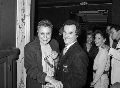 Muriel Robin and Daniel Prevost at the Premiere of the play by Prevost "Vite une femme", Theatre Michel, Paris, 25 September 1989 (photo)