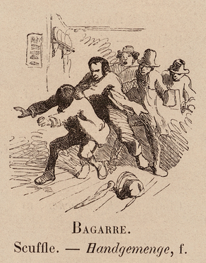 Le Vocabulaire Illustre: Bagarre; Scuffle; Handgemenge (engraving)